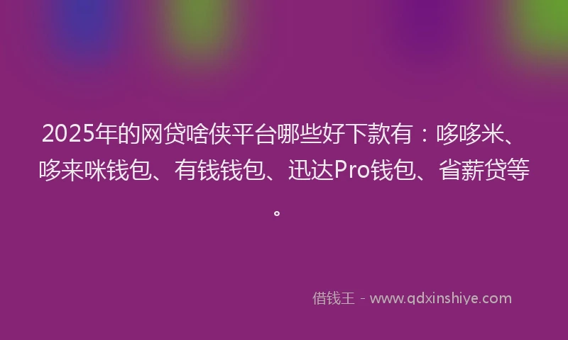 2025年的网贷啥侠平台哪些好下款有：哆哆米、哆来咪钱包、有钱钱包、迅达Pro钱包、省薪贷等。