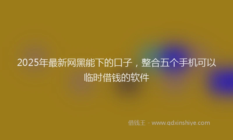 2025年最新网黑能下的口子，整合五个手机可以临时借钱的软件