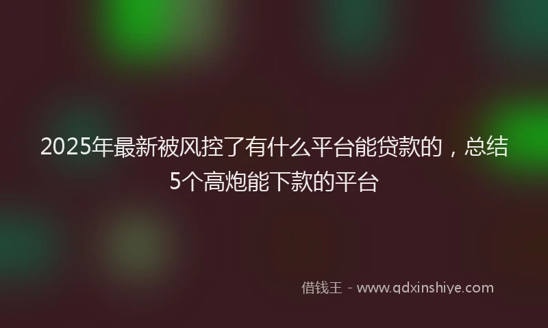 2025年最新被风控了有什么平台能贷款的，总结5个高炮能下款的平台