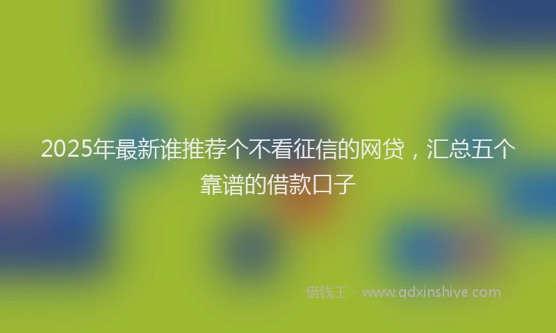 2025年最新谁推荐个不看征信的网贷，汇总五个靠谱的借款口子