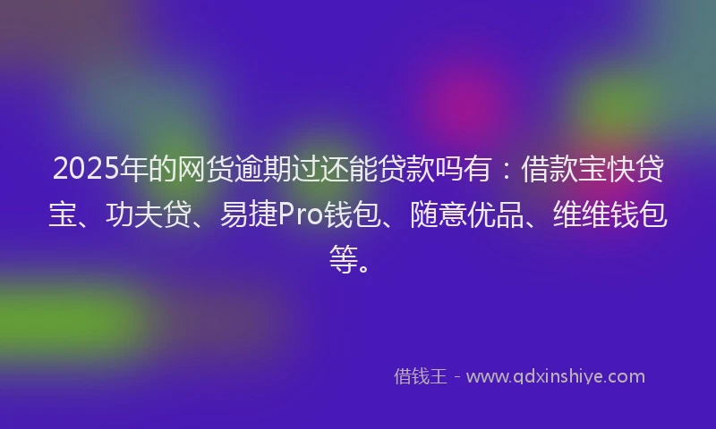 2025年的网货逾期过还能贷款吗有：借款宝快贷宝、功夫贷、易捷Pro钱包、随意优品、维维钱包等。