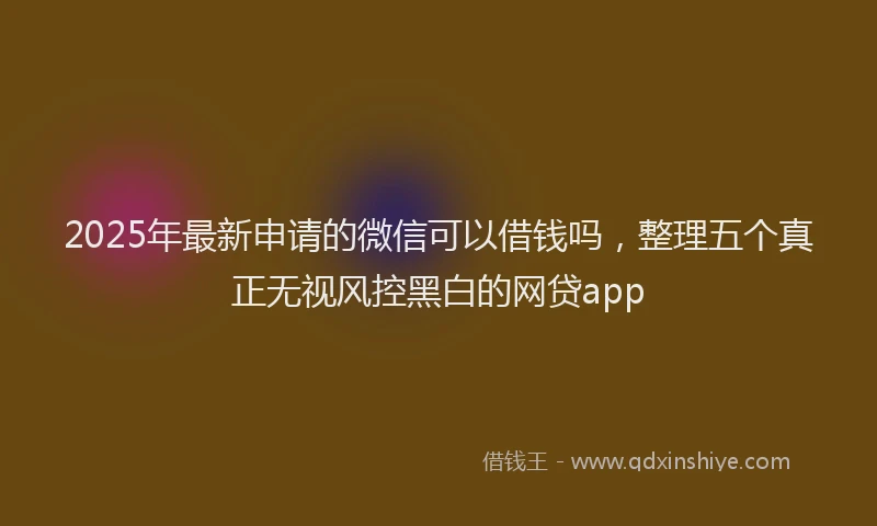 2025年最新申请的微信可以借钱吗，整理五个真正无视风控黑白的网贷app