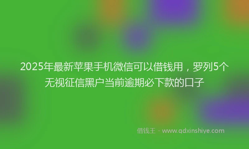 2025年最新苹果手机微信可以借钱用，罗列5个无视征信黑户当前逾期必下款的口子