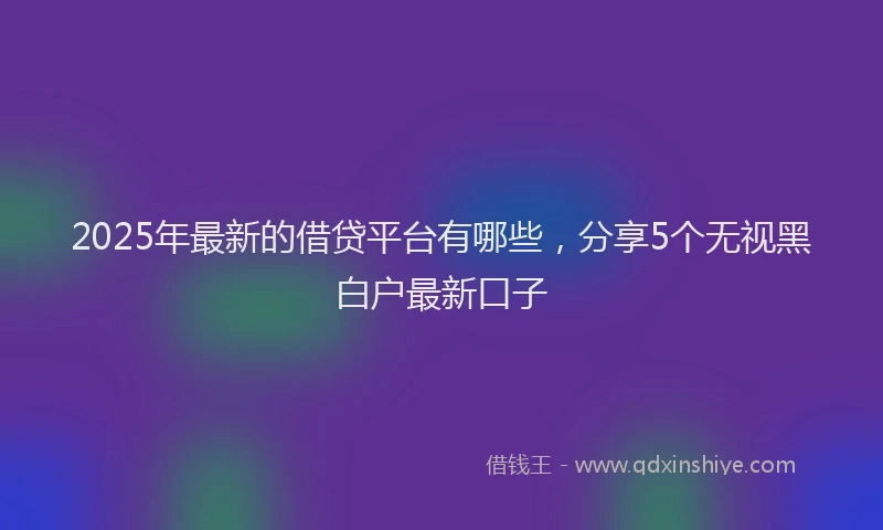 2025年最新的借贷平台有哪些，分享5个无视黑白户最新口子