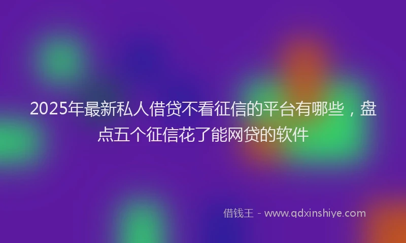 2025年最新私人借贷不看征信的平台有哪些，盘点五个征信花了能网贷的软件