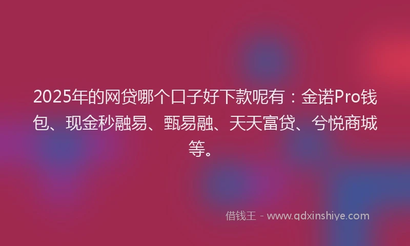 2025年的网贷哪个口子好下款呢有：金诺Pro钱包、现金秒融易、甄易融、天天富贷、兮悦商城等。