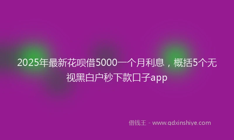 2025年最新花呗借5000一个月利息，概括5个无视黑白户秒下款口子app