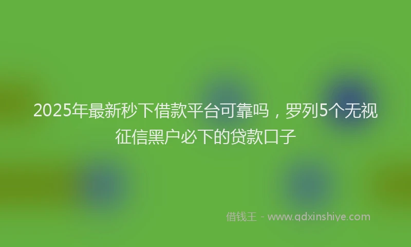 2025年最新秒下借款平台可靠吗，罗列5个无视征信黑户必下的贷款口子