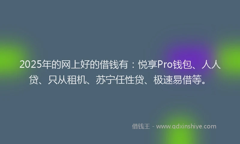 2025年的网上好的借钱有：悦享Pro钱包、人人贷、只从租机、苏宁任性贷、极速易借等。