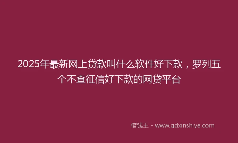 2025年最新网上贷款叫什么软件好下款，罗列五个不查征信好下款的网贷平台