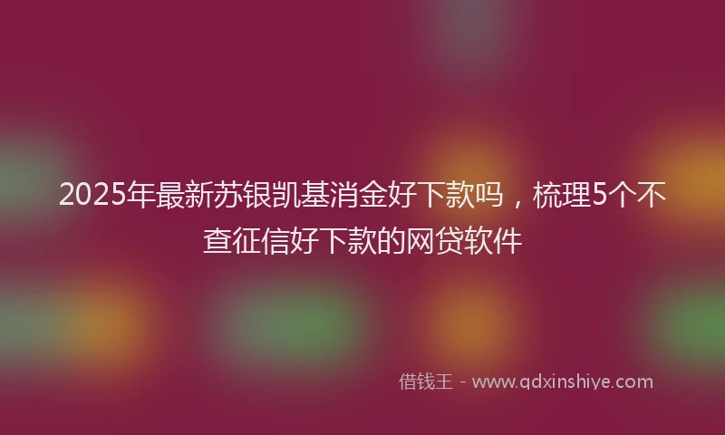 2025年最新苏银凯基消金好下款吗，梳理5个不查征信好下款的网贷软件