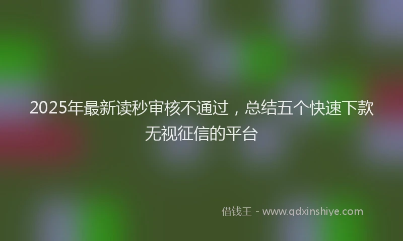 2025年最新读秒审核不通过，总结五个快速下款无视征信的平台