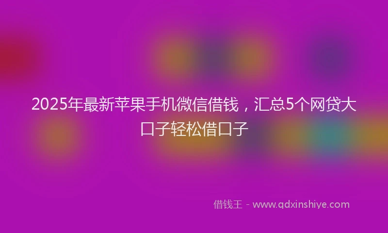 2025年最新苹果手机微信借钱，汇总5个网贷大口子轻松借口子