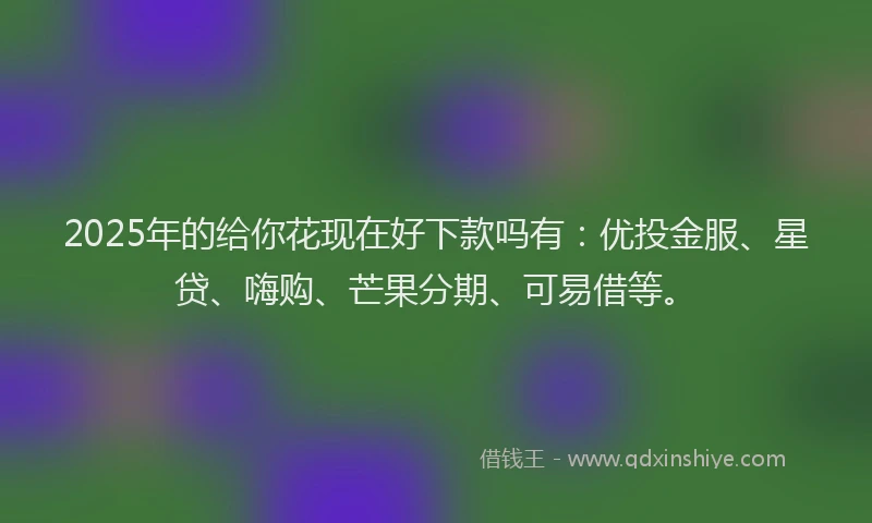2025年的给你花现在好下款吗有：优投金服、星贷、嗨购、芒果分期、可易借等。
