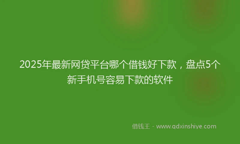 2025年最新网贷平台哪个借钱好下款，盘点5个新手机号容易下款的软件