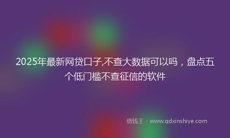 2025年最新网贷口子,不查大数据可以吗，盘点五个低门槛不查征信的软件