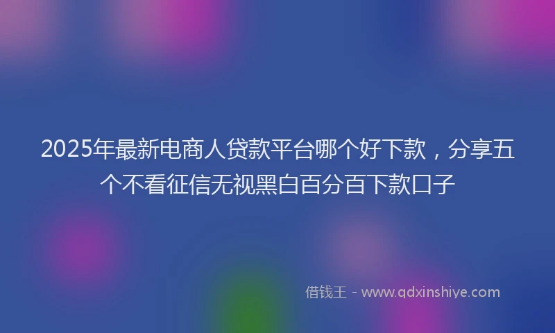 2025年最新电商人贷款平台哪个好下款，分享五个不看征信无视黑白百分百下款口子