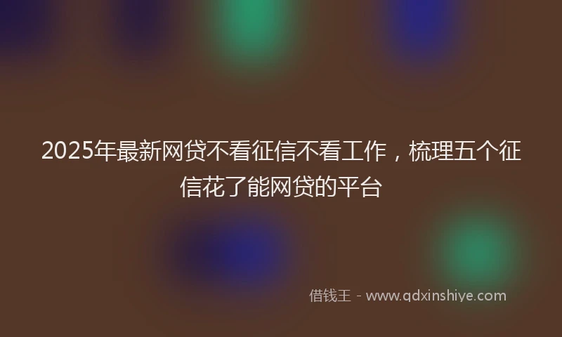 2025年最新网贷不看征信不看工作，梳理五个征信花了能网贷的平台
