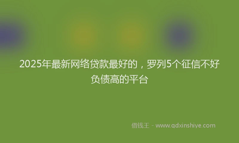 2025年最新网络贷款最好的，罗列5个征信不好负债高的平台