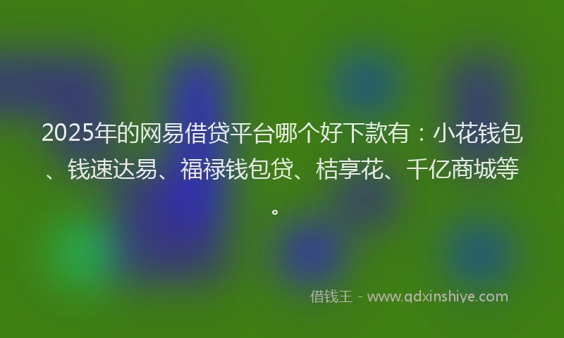 2025年的网易借贷平台哪个好下款有：小花钱包、钱速达易、福禄钱包贷、桔享花、千亿商城等。