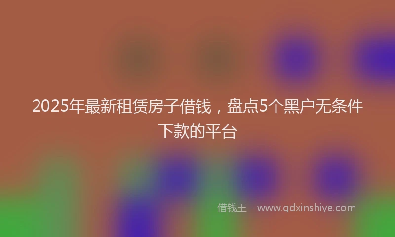 2025年最新租赁房子借钱，盘点5个黑户无条件下款的平台