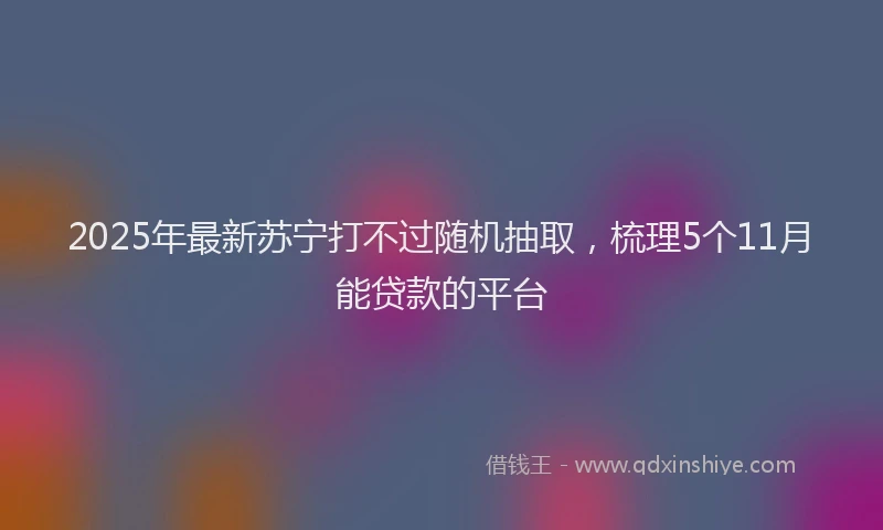 2025年最新苏宁打不过随机抽取，梳理5个11月能贷款的平台