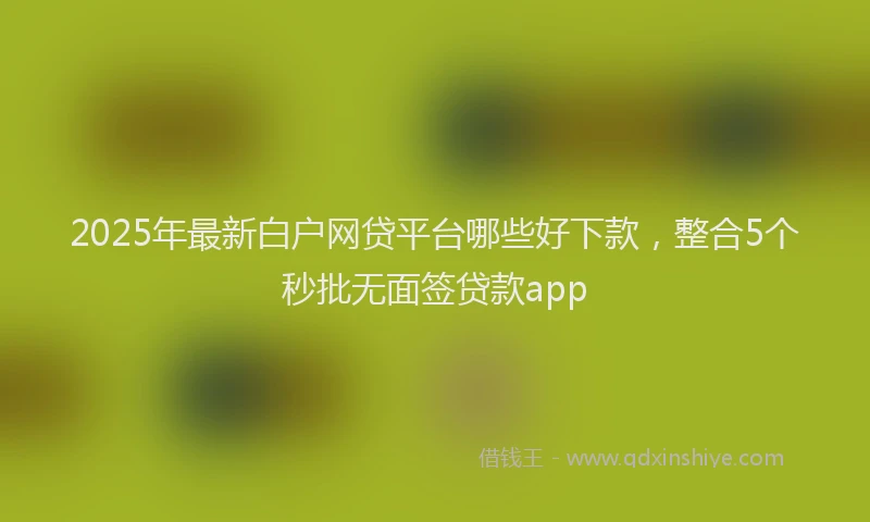2025年最新白户网贷平台哪些好下款，整合5个秒批无面签贷款app