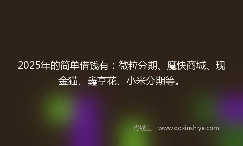 2025年的简单借钱有：微粒分期、魔快商城、现金猫、鑫享花、小米分期等。