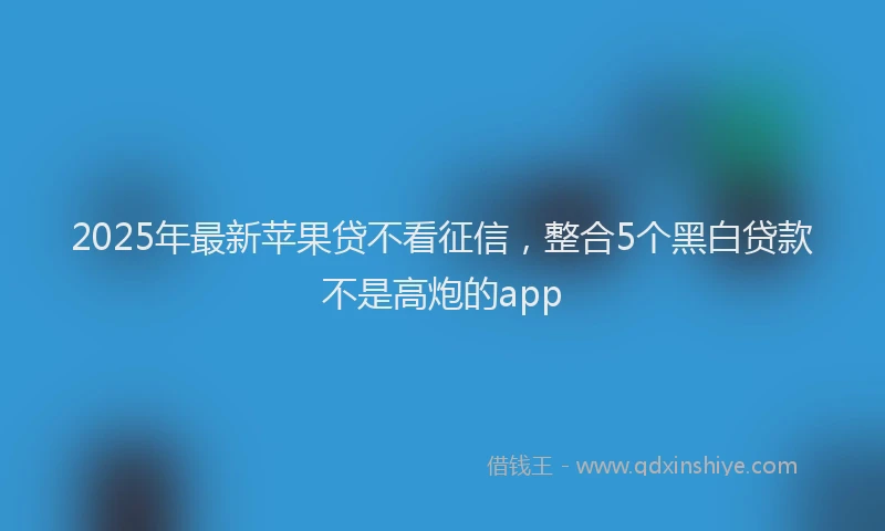 2025年最新苹果贷不看征信，整合5个黑白贷款不是高炮的app
