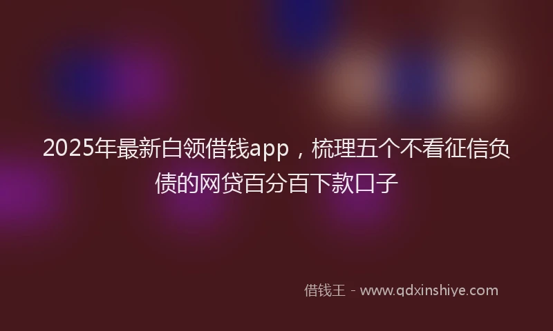 2025年最新白领借钱app，梳理五个不看征信负债的网贷百分百下款口子