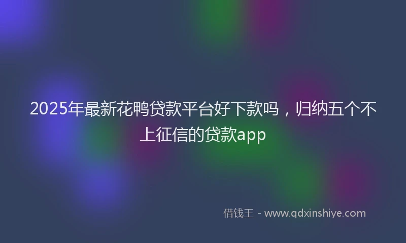 2025年最新花鸭贷款平台好下款吗，归纳五个不上征信的贷款app