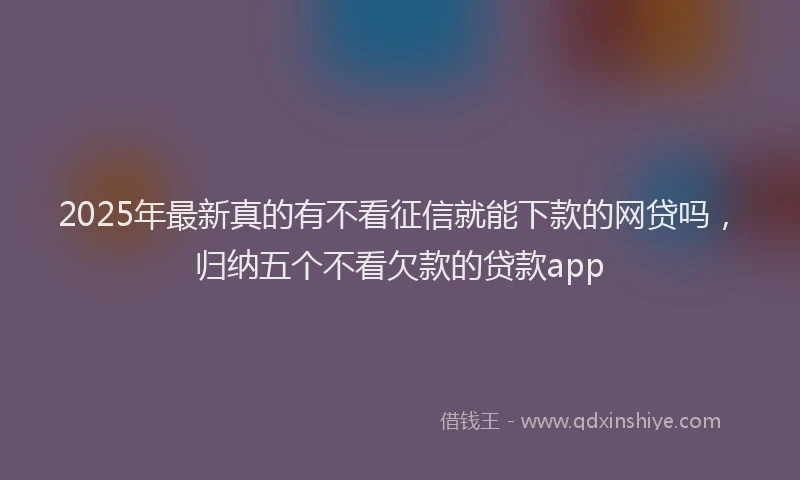 2025年最新真的有不看征信就能下款的网贷吗，归纳五个不看欠款的贷款app