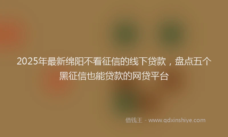 2025年最新绵阳不看征信的线下贷款，盘点五个黑征信也能贷款的网贷平台
