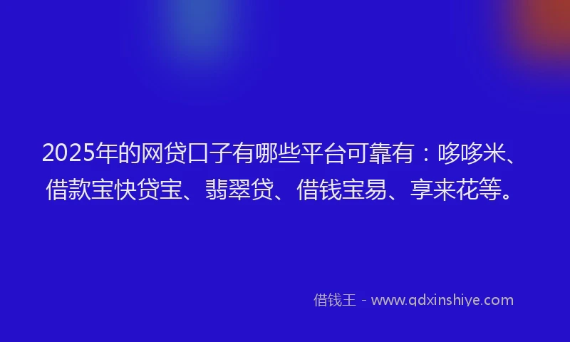 2025年的网贷口子有哪些平台可靠有：哆哆米、借款宝快贷宝、翡翠贷、借钱宝易、享来花等。