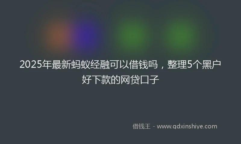 2025年最新蚂蚁经融可以借钱吗，整理5个黑户好下款的网贷口子