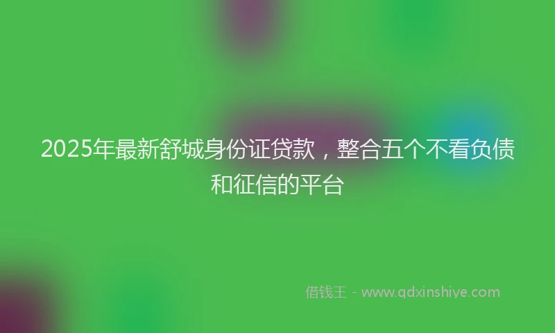 2025年最新舒城身份证贷款，整合五个不看负债和征信的平台