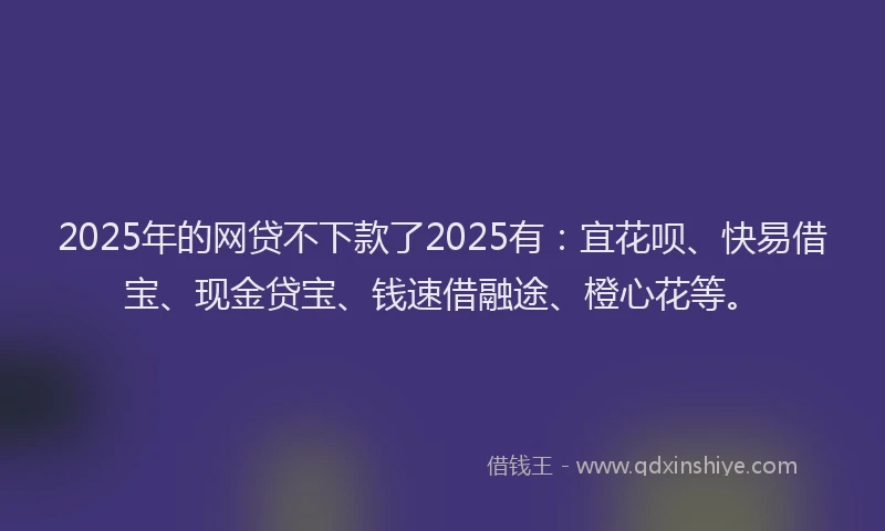 2025年的网贷不下款了2025有：宜花呗、快易借宝、现金贷宝、钱速借融途、橙心花等。