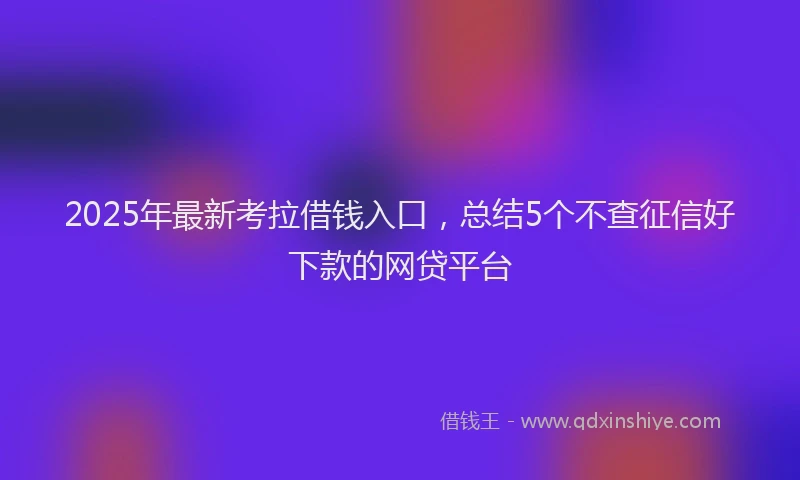 2025年最新考拉借钱入口，总结5个不查征信好下款的网贷平台