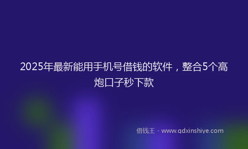 2025年最新能用手机号借钱的软件，整合5个高炮口子秒下款