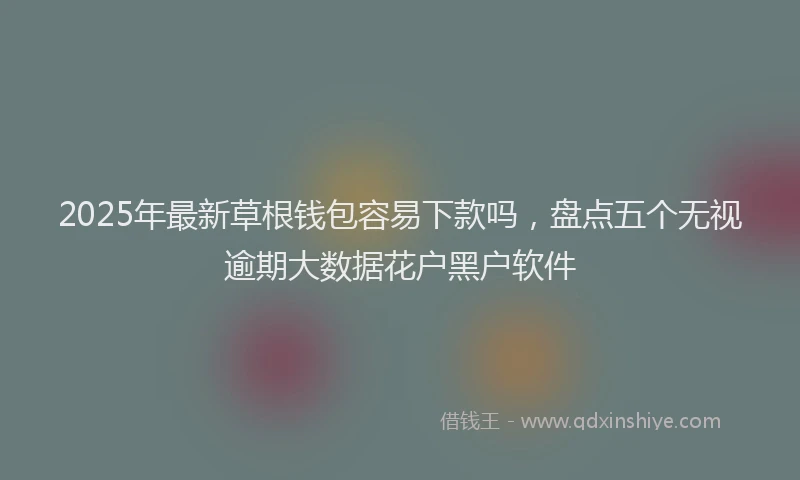 2025年最新草根钱包容易下款吗，盘点五个无视逾期大数据花户黑户软件