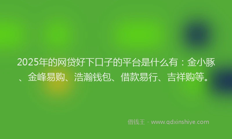 2025年的网贷好下口子的平台是什么有：金小豚、金峰易购、浩瀚钱包、借款易行、吉祥购等。