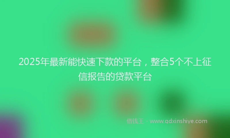 2025年最新能快速下款的平台，整合5个不上征信报告的贷款平台