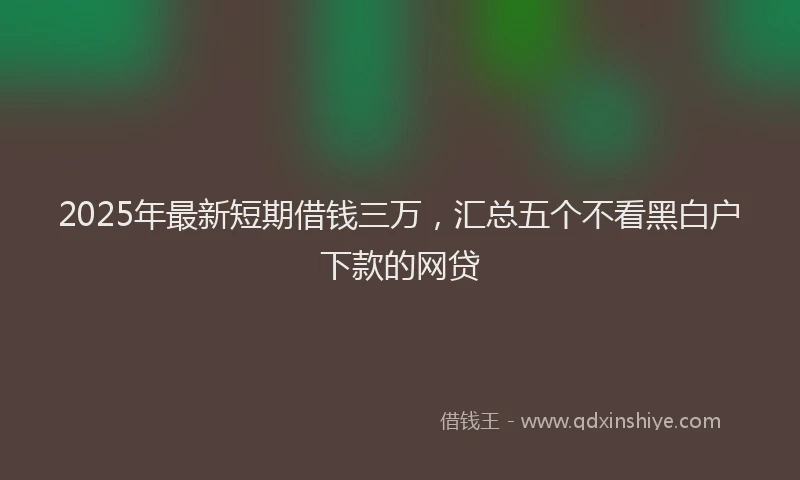 2025年最新短期借钱三万，汇总五个不看黑白户下款的网贷