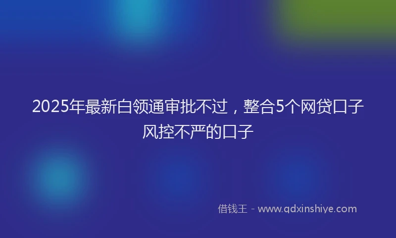 2025年最新白领通审批不过，整合5个网贷口子风控不严的口子