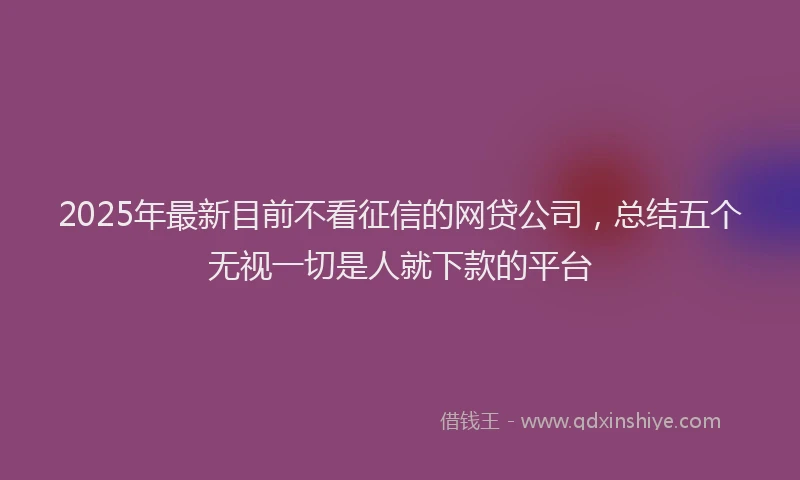 2025年最新目前不看征信的网贷公司，总结五个无视一切是人就下款的平台