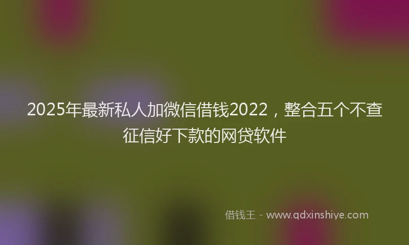 2025年最新私人加微信借钱2022，整合五个不查征信好下款的网贷软件