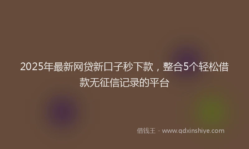 2025年最新网贷新口子秒下款，整合5个轻松借款无征信记录的平台