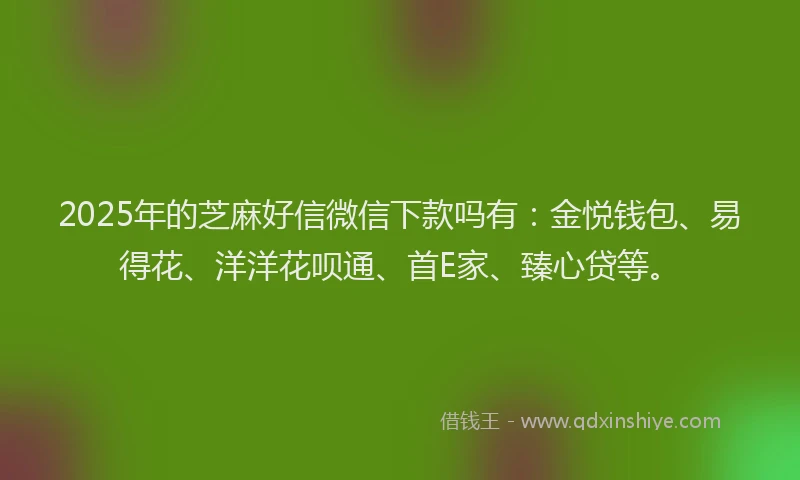 2025年的芝麻好信微信下款吗有：金悦钱包、易得花、洋洋花呗通、首E家、臻心贷等。