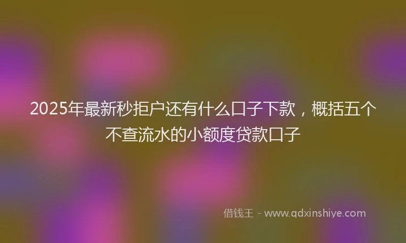 2025年最新秒拒户还有什么口子下款，概括五个不查流水的小额度贷款口子