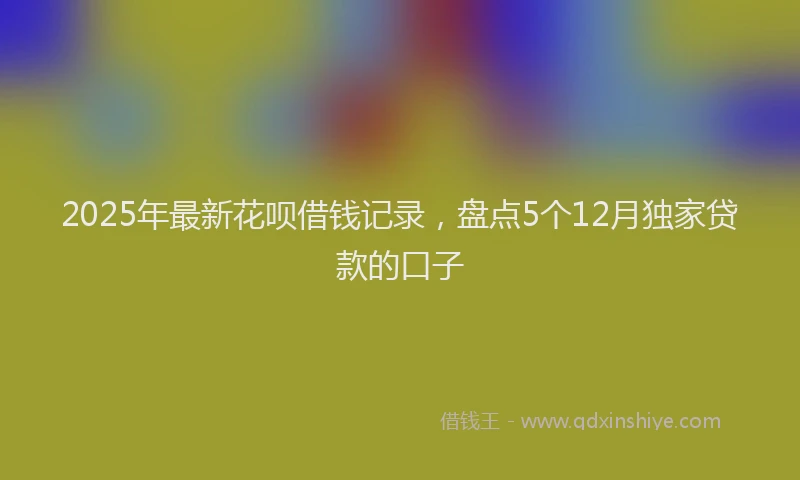 2025年最新花呗借钱记录，盘点5个12月独家贷款的口子